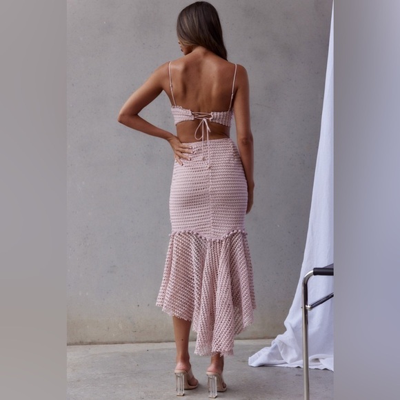 Saints & Secrets Mauve cut out tie up back size medium midi dress - Picture 2 of 13